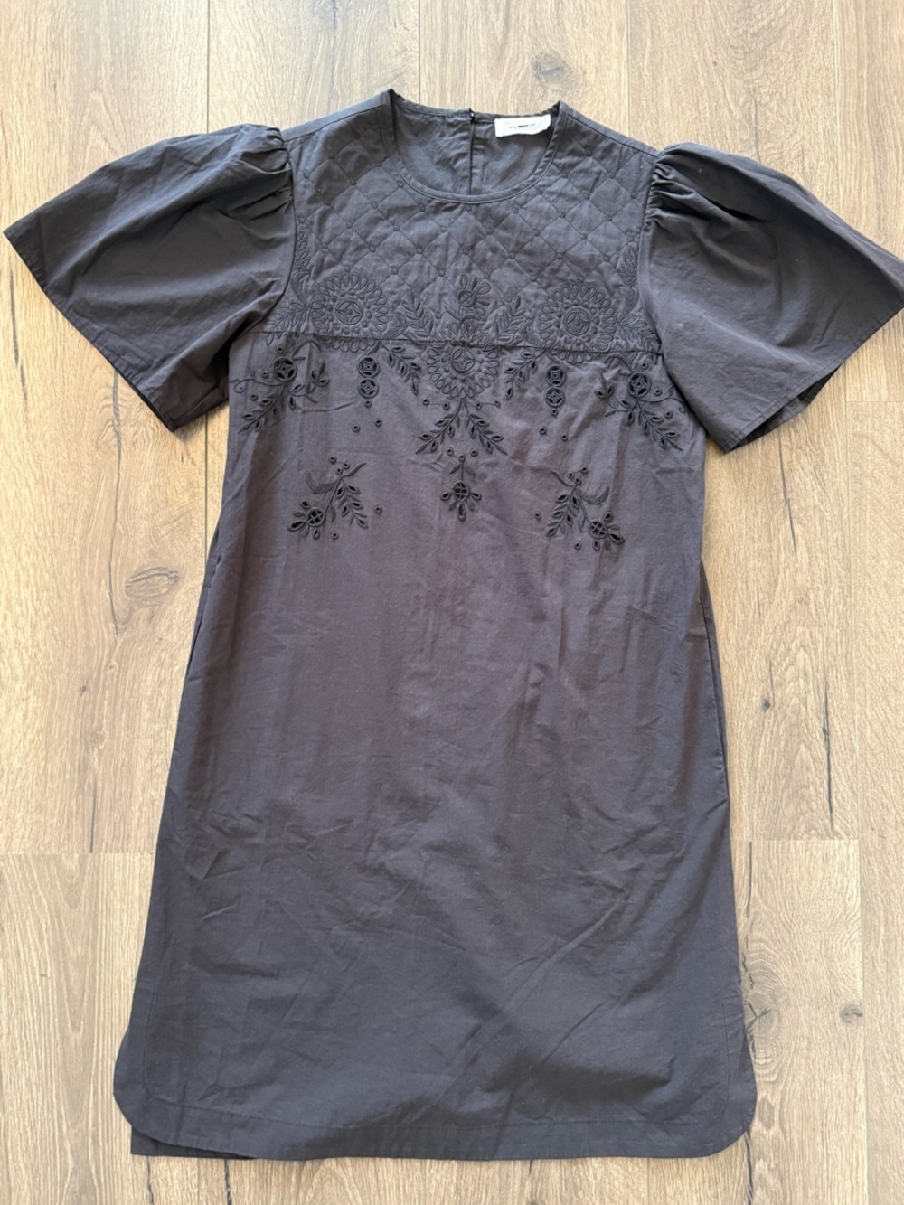 Isabel Marant Black Embroidered Puff Sleeve Midi Dress Size 36 Boho Chic - Picture 3 of 11